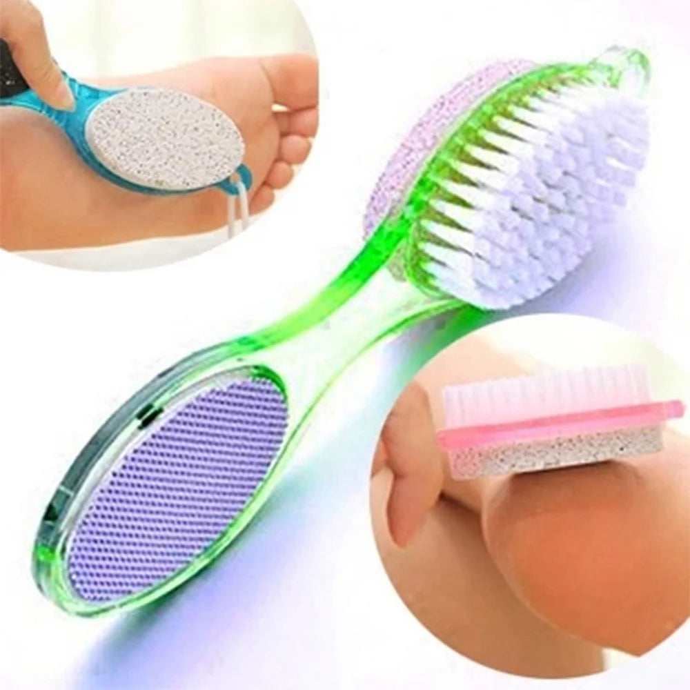 4 in 1 Foot Care Callus Brush Pumice Scrubber Pedicure Exfoliate Remover E0Xc Eye Shadow Applicator Double Sided