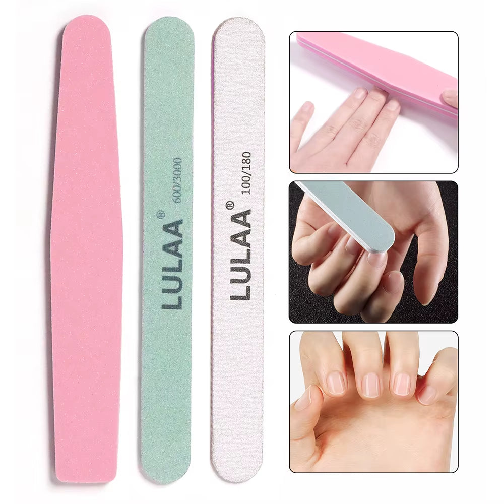 YIKOOLIN 7Pcs/Set Professional Nail Files Manicure Sets Polishing Sanding Buffer Files Buffer Sanding Tool Cleaning Brush