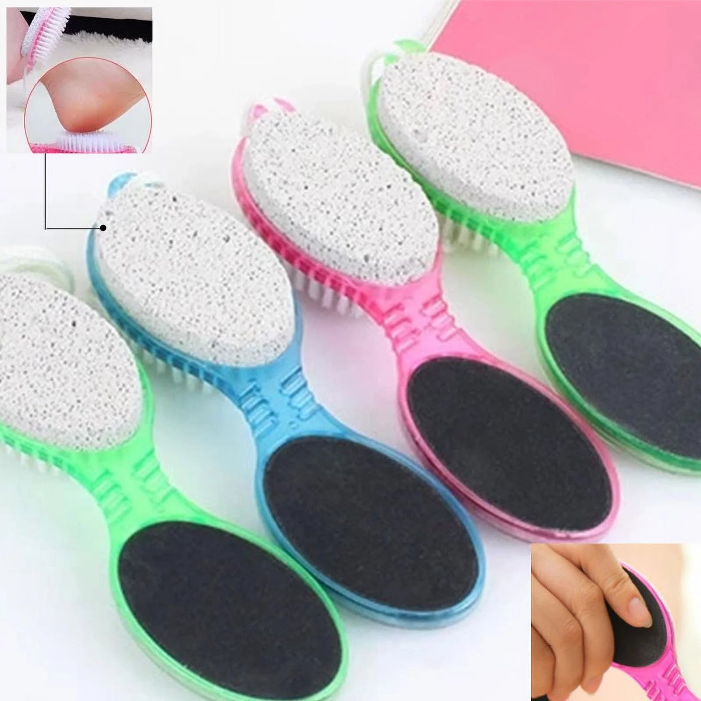 4 in 1 Foot Care Callus Brush Pumice Scrubber Pedicure Exfoliate Remover E0Xc Eye Shadow Applicator Double Sided