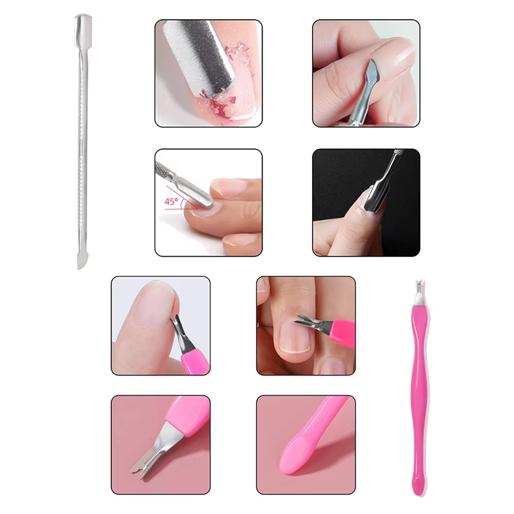 YIKOOLIN 7Pcs/Set Professional Nail Files Manicure Sets Polishing Sanding Buffer Files Buffer Sanding Tool Cleaning Brush