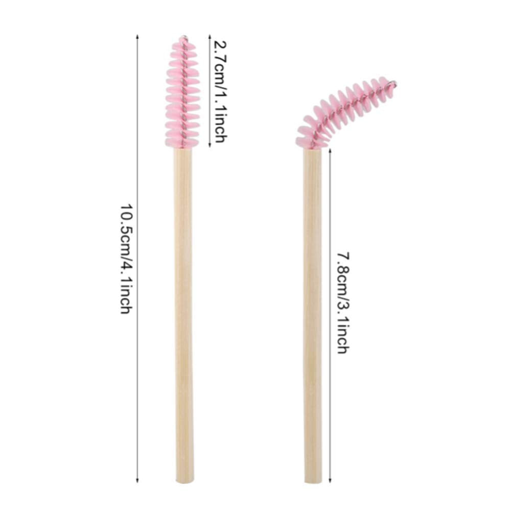 100 PCS Pink Bamboo Eyelash Brushes Mascara Wands Eye Lash Eyebrow Applicator Cosmetic Makeup Brush Tool Kits