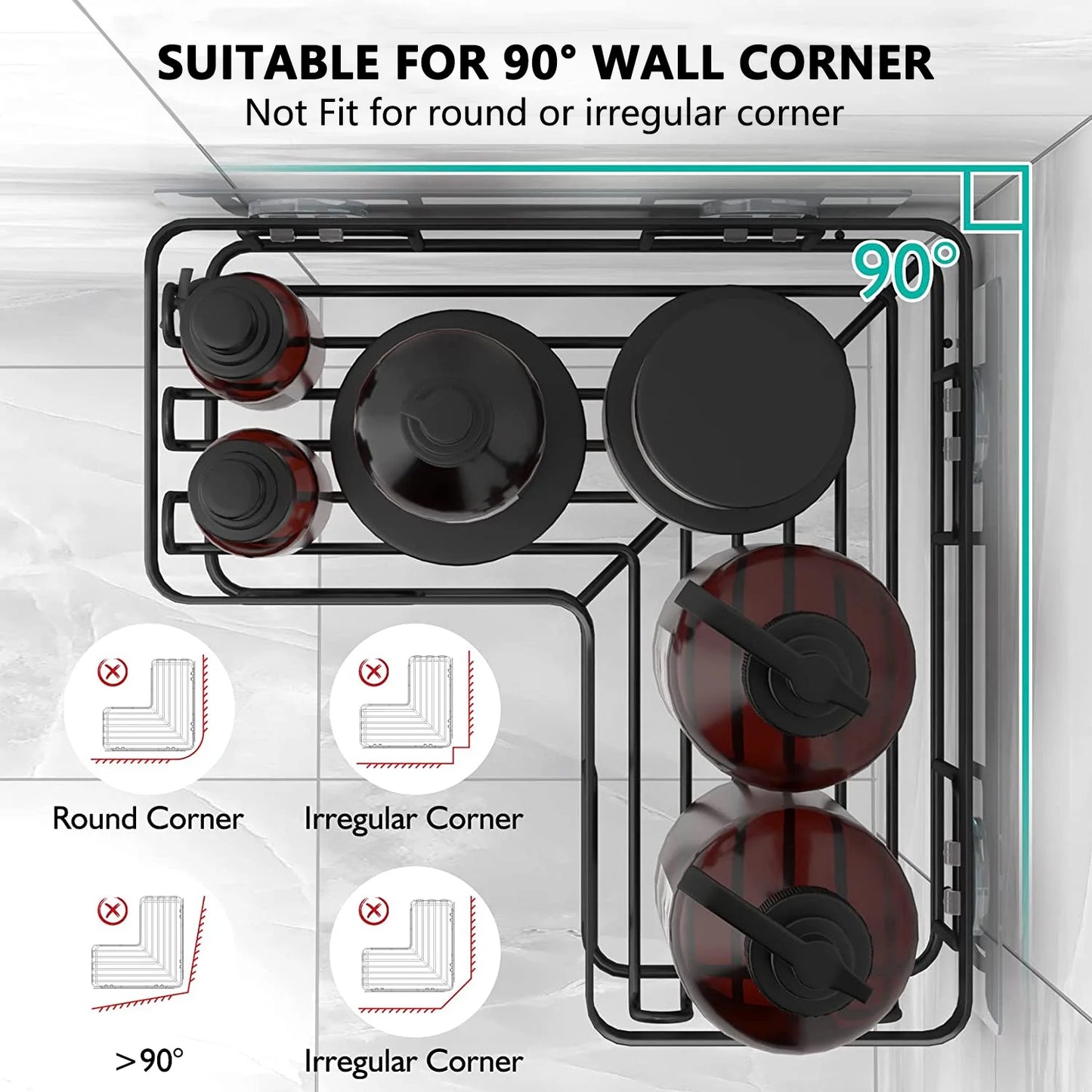 3 PCS Corner Shower Caddy Organizer, 2 Tier Self-Adhesive Bathroom Organizer Shower Caddy Basket with Soap Holder, No Drilling Wall Mounted Rustproof Stainless Steel Bath Rack Black