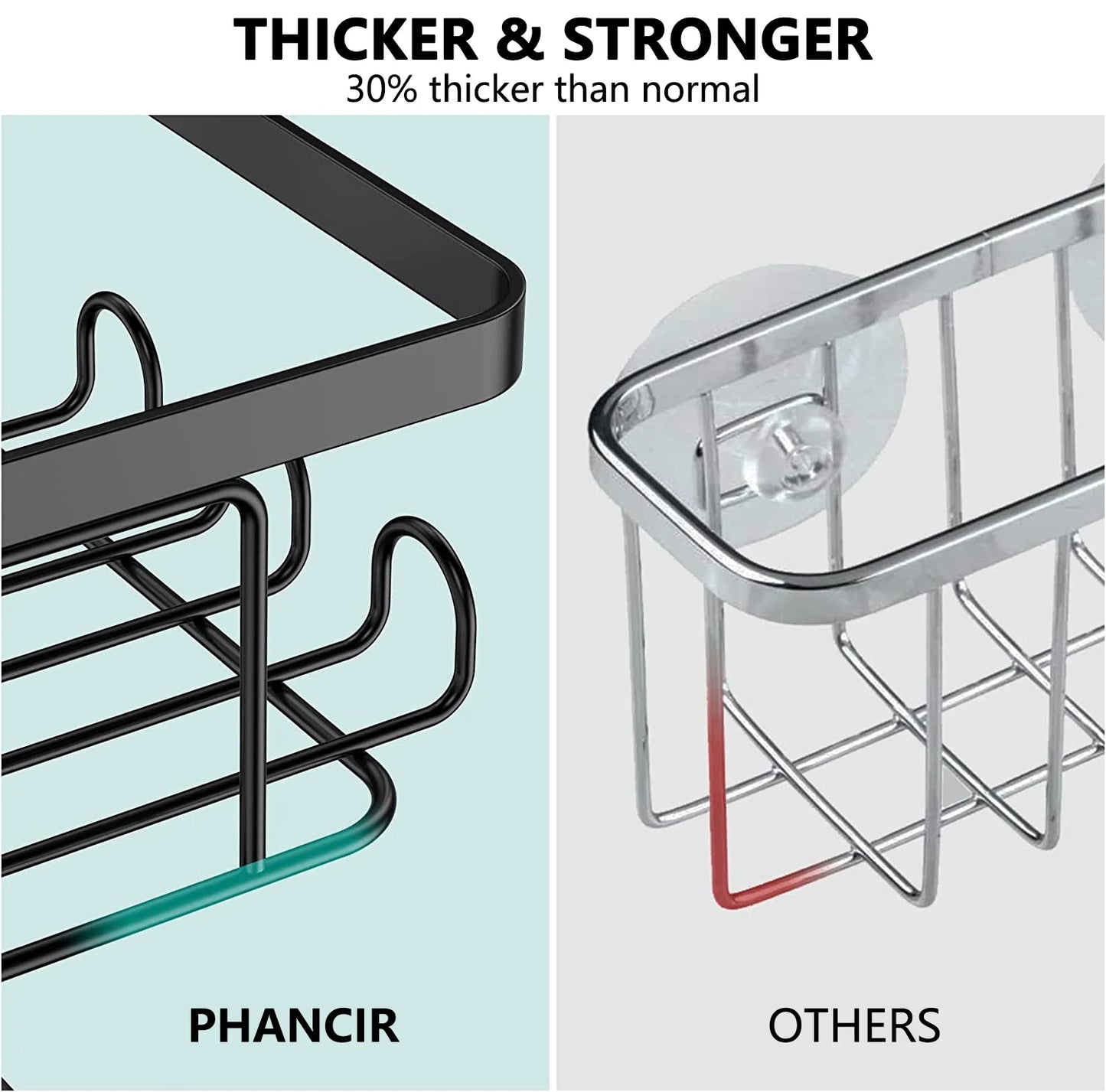 3 PCS Corner Shower Caddy Organizer, 2 Tier Self-Adhesive Bathroom Organizer Shower Caddy Basket with Soap Holder, No Drilling Wall Mounted Rustproof Stainless Steel Bath Rack Black