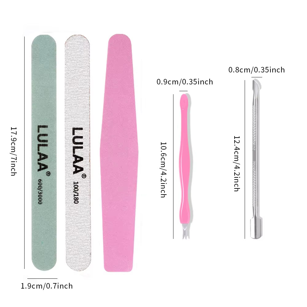 YIKOOLIN 7Pcs/Set Professional Nail Files Manicure Sets Polishing Sanding Buffer Files Buffer Sanding Tool Cleaning Brush