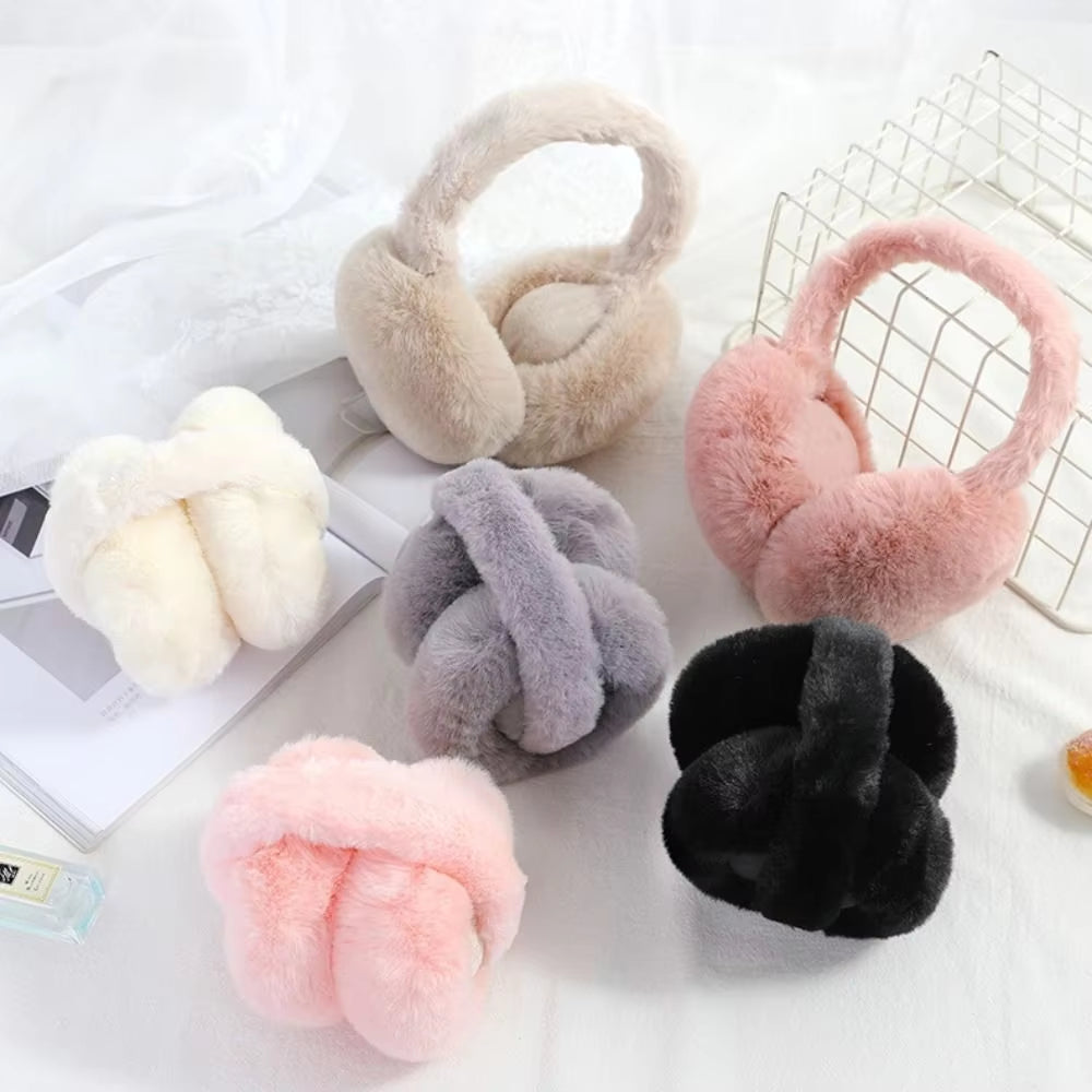 1PC Solid Color Soft Plush Ear Warmer Winter Warm Earmuffs Fashion Ear Cover Outdoor Cold Protection Ear-Muffs Folding Earflap