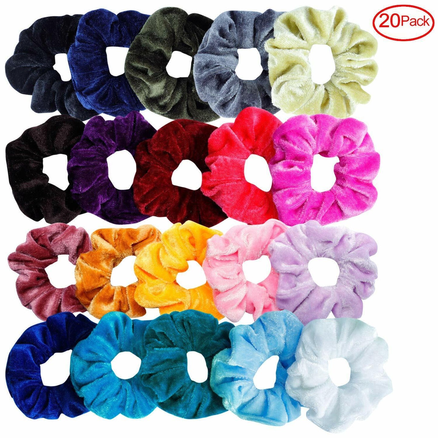 20 Pack Women Girl Hair Scrunchies Velvet Elastic Hair Bands Scrunchy Rope Ties