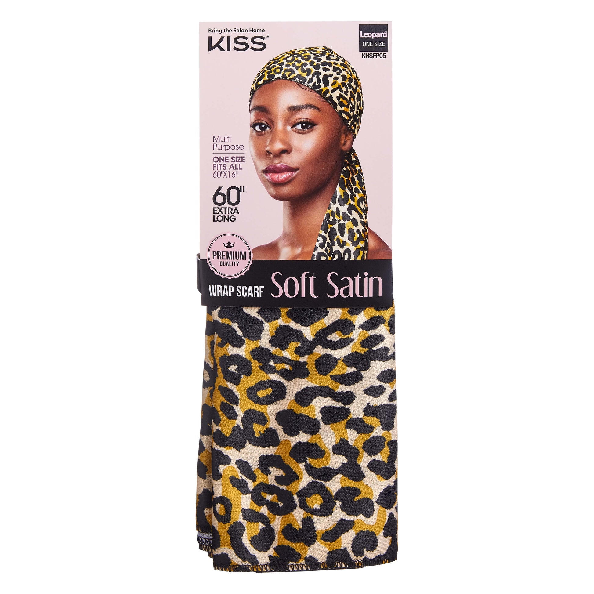 Satin Hair Wrap Scarf 60" Extra Long, Black