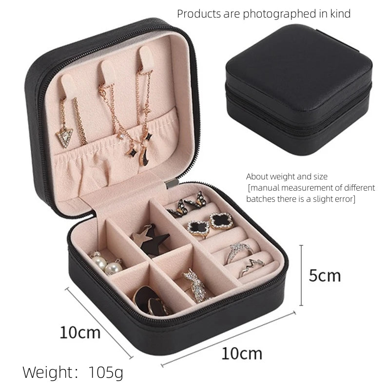 Single Layer Leather Jewelry Box for Women - Classic Black, Pure White, and Fashion Pink Travel Storage Solutions