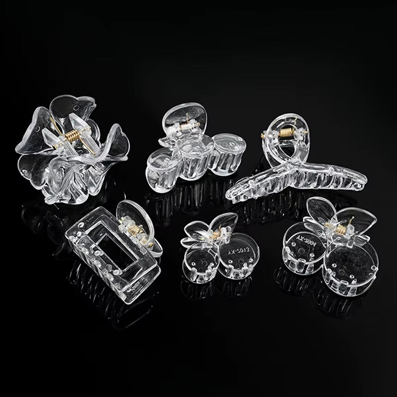 Acrylic Clear Claw Transparent Plastic Hair Clips Blank Hairpin Base for DIY Jewelry Making Fashion Girls Hair Accessories