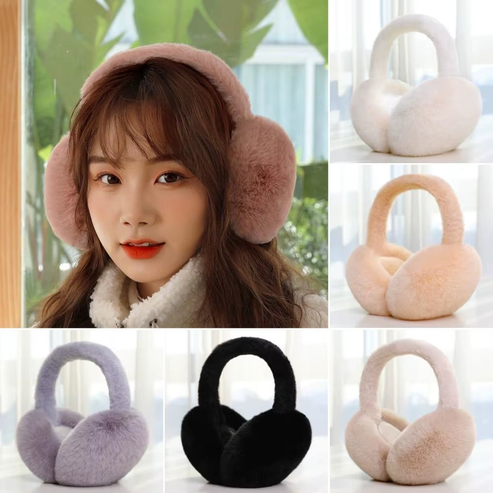 1PC Solid Color Soft Plush Ear Warmer Winter Warm Earmuffs Fashion Ear Cover Outdoor Cold Protection Ear-Muffs Folding Earflap