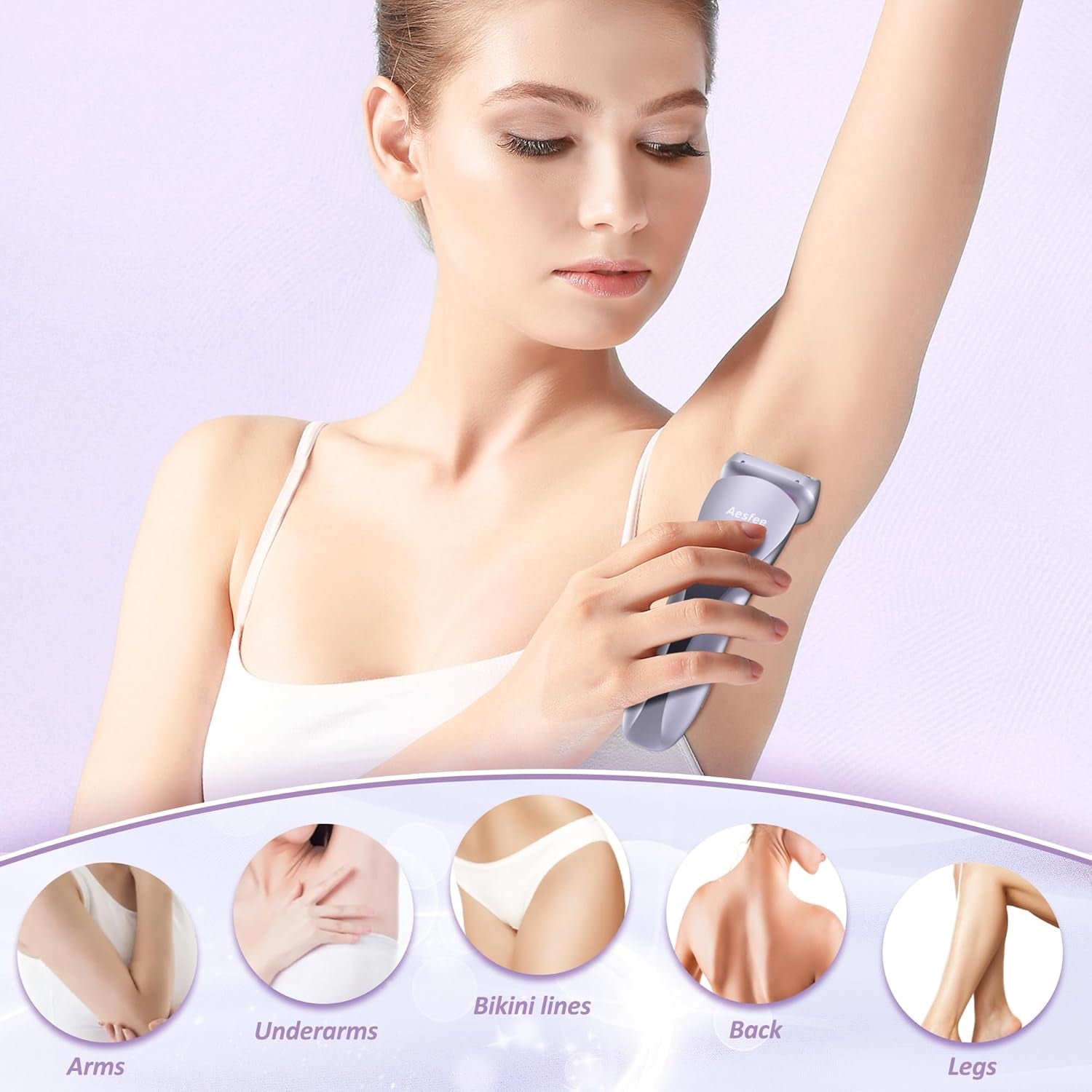 Electric Shaver for Women Legs, Lady Razors Hair Removal Waterproof Wet or Dry for Underarm Arm Bikini Private Area Pubic Hair, Portable Painless Ladies Body Hair Trimmer Remover (Purple